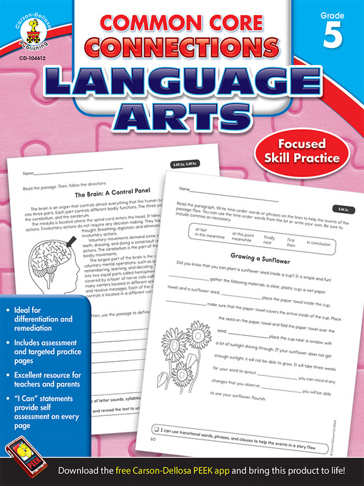 Title details for Common Core Connections Language Arts, Grade 5 by Carson Dellosa Education - Available